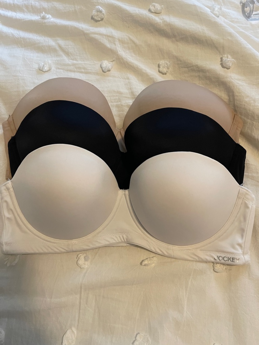 Jockey Strapless T-Shirt Bra Set  — White, Black, Nude all 3 bundle deal  38C